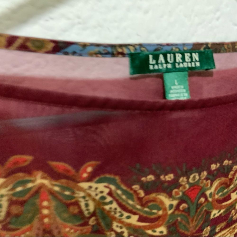 Lauren Ralph Lauren Women See-Through Floral Long Sleeve Blouse Size L - Picture 3 of 6